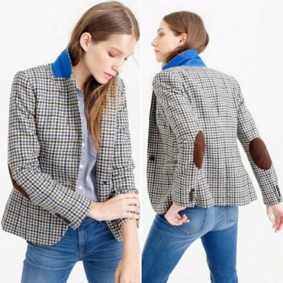 NWOT J.Crew Campbell Wool Tweed Elbow Patch Moon Blazer Size 0